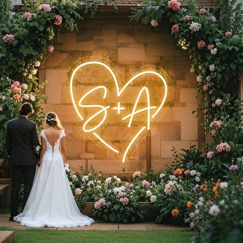 Art Craft Christmas - CUSTOM Initials หัวใจ LED Neon Sign,