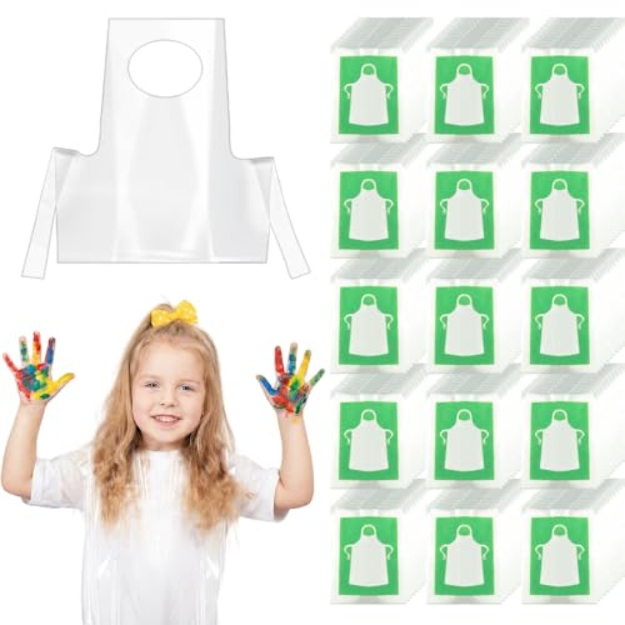 Art Craft Toddlers - ผ้ากันเปื้อนแบบใช้แล้วทิ้ง HKACSTHI สำหรับเด็ก ผ้ากันเปื้อนพลาสติกสำหรับเด็กเล็ก ผ้ากันเปื้อนสำหรับทำอาหาร งานศิลปะ