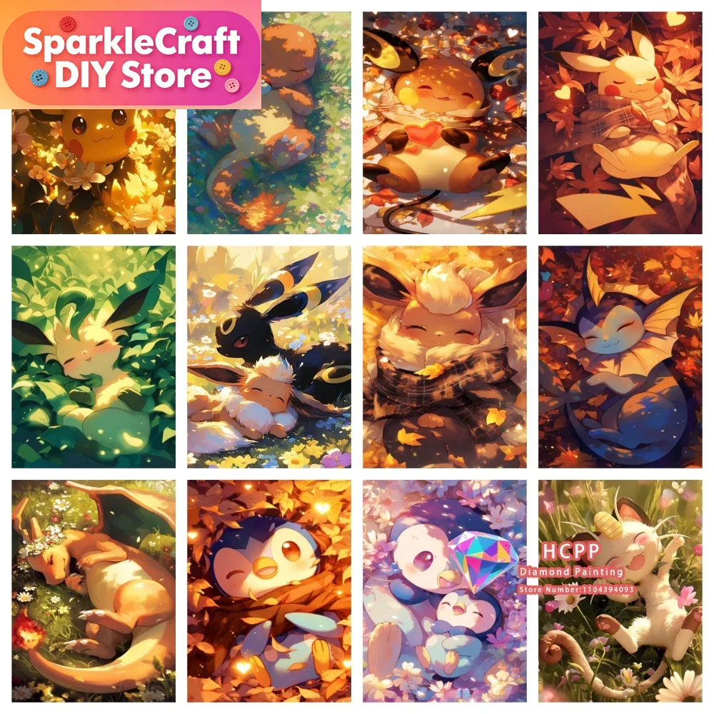 Art Craft Website - ชุดภาพวาดเพชร 5 มิติ ลายการ์ตูนโปเกมอน พิคาชู ชาริซาร์ด