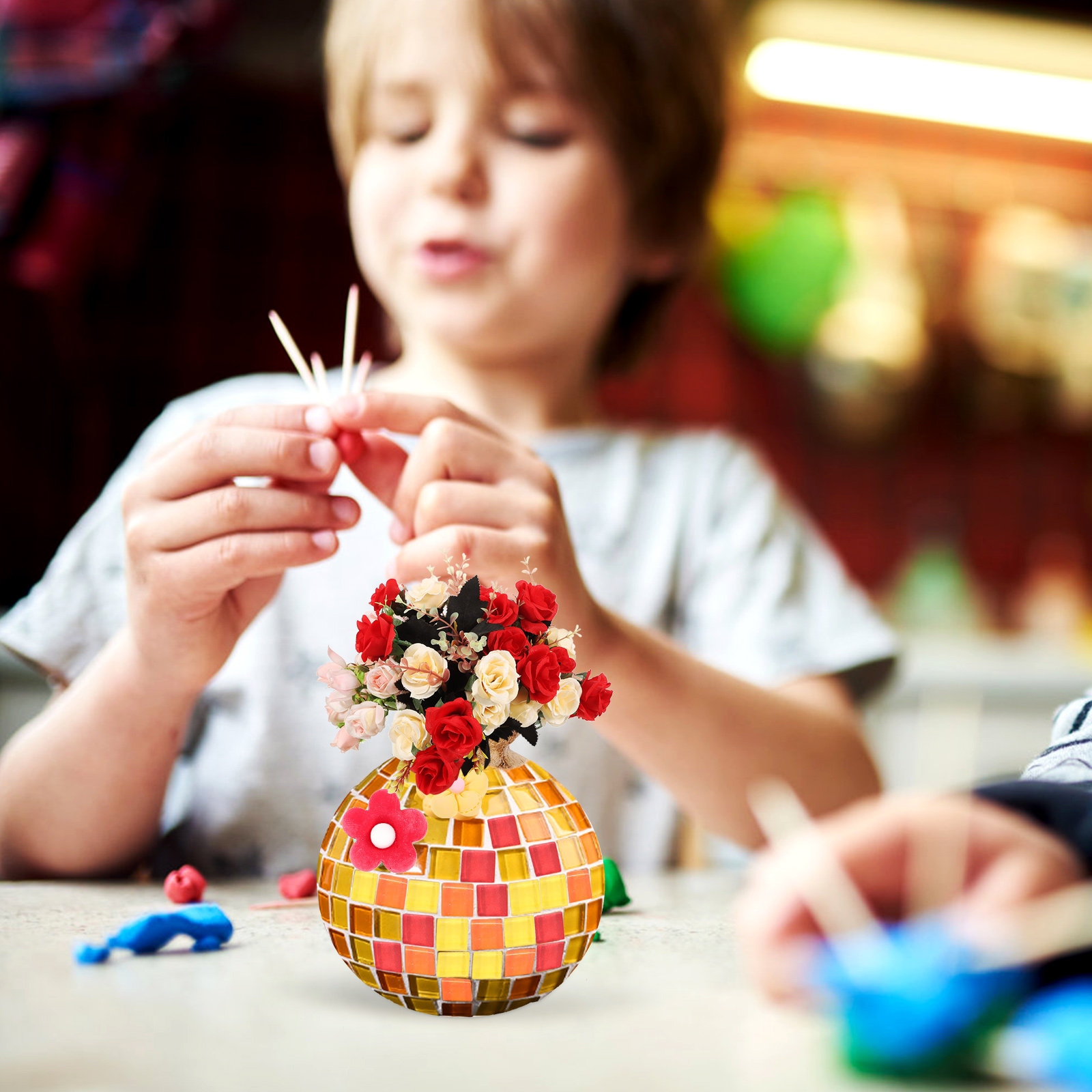 Art Craft Flower - ชุดอุปกรณ์งานฝีมือแจกันโมเสก DIY สำหรับผู้ใหญ่ ตกแต่งบ้านอย่างสร้างสรรค์ เหมาะสำหรับงานเทศกาล งานปาร์ตี้
